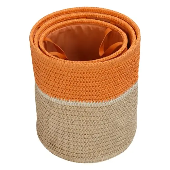 Honey Can Do Orange & Beige Paper Straw Nesting Baskets with Handles Set {7}