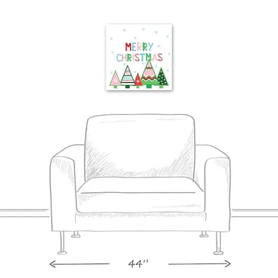 Merry Christmas Trees Canvas Wall Art {6}