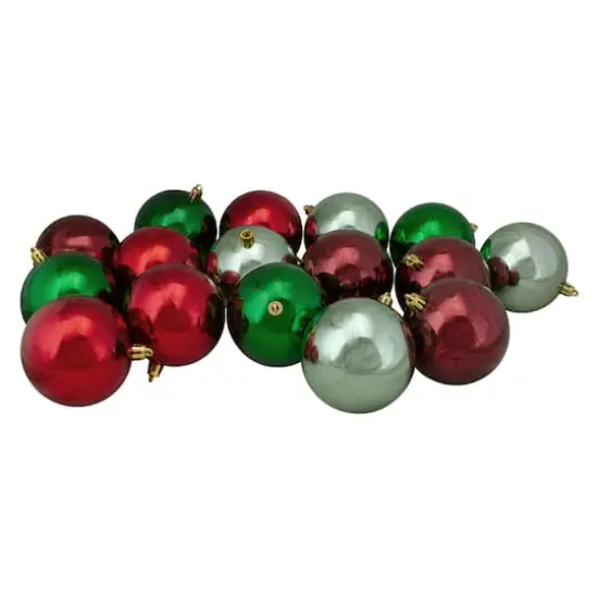 32ct. 3.25" Red & Green Shatterproof Plastic Ball Ornaments {4}