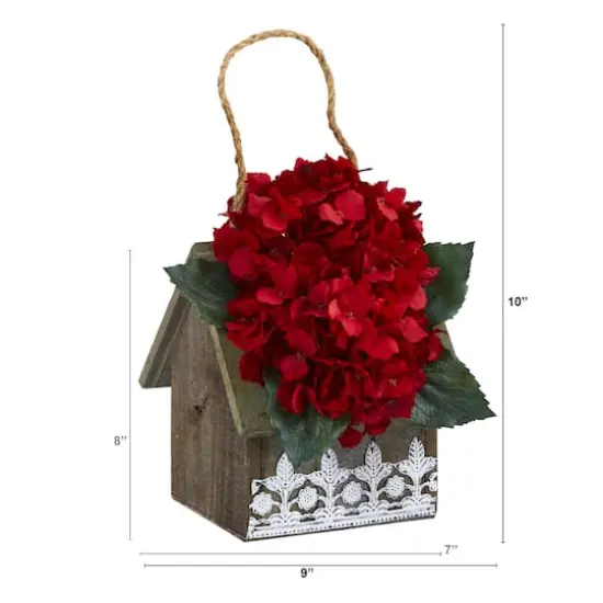 10" Hydrangea Arrangement in Hanging Floral Design House Planter {3}