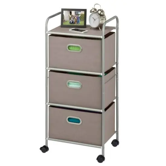 Honey Can Do 3-Drawer Gray Rolling Fabric Storage Cart {1}