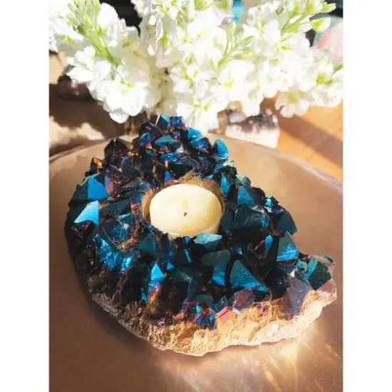 Mystic Blue Titanium Candle Holder {3}