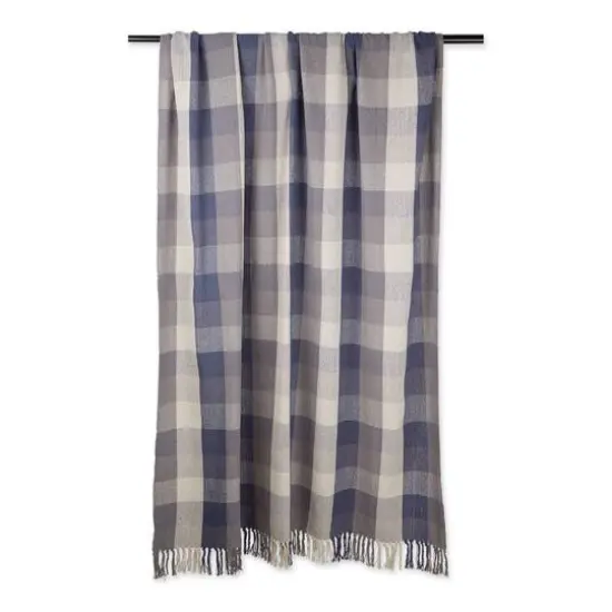 DII&reg; French Blue Tri-Color Check Throw {3}