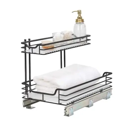 Household Essentials Glidez 2-Tier Cabinet Organizer Black {1}