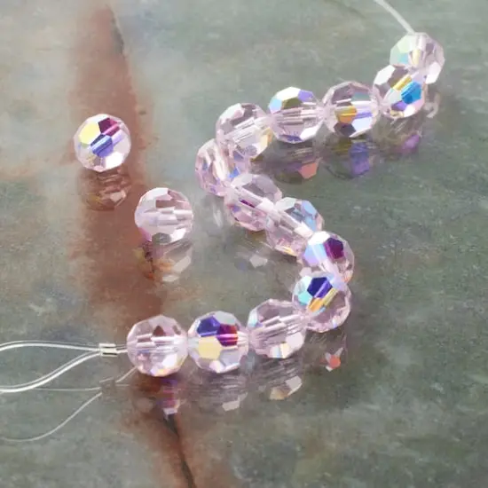 Preciosa Glass Crystal Round Beads, 8mm by Bead Landing&trade; Light Rose AB {3}