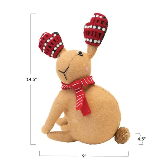 Hello Honey&reg; 14.5" Wool Felt Bunny Tree Topper with Scarf & Gloves {4}