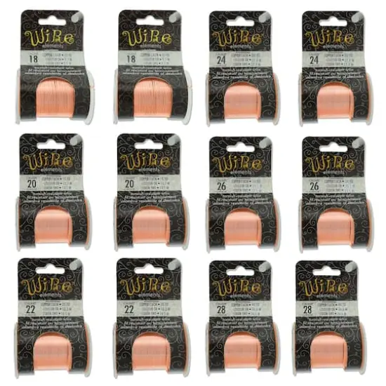 The Beadsmith&reg; Wire Elements&trade; Tarnish Resistant Medium Temper Assorted Gauge Wire Spools, 12ct. Copper {1}