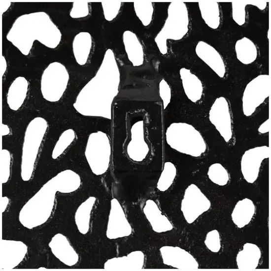 45" Black Abstract Aluminum Wall Mirror with Open Lattice Frame {4}