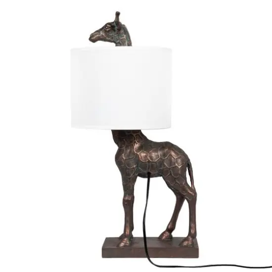 Hello Honey&reg; 28" Bronze Giraffe Table Lamp with Linen Shade {11}