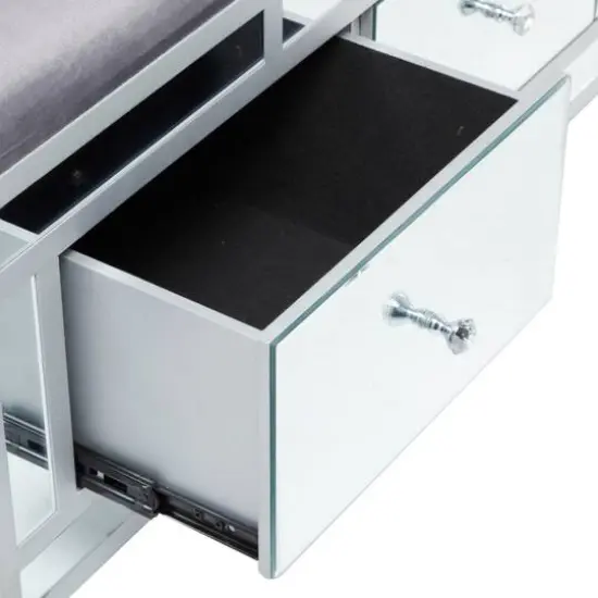 Grey Wood Glam Bench, 47" x 16" x 18" {8}