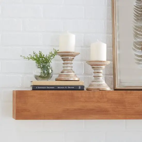 6'' Light Brown Mango Wood Traditional Candle Holder, 2ct. {8}