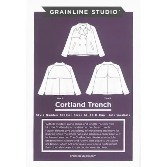 Grainline Studio Cortland Trench Coat Sz14-30 Pattern {1}