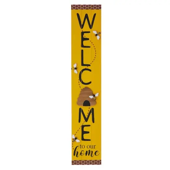 Glitzhome&reg; 42" Wood Bees WELCOME Porch Sign {1}