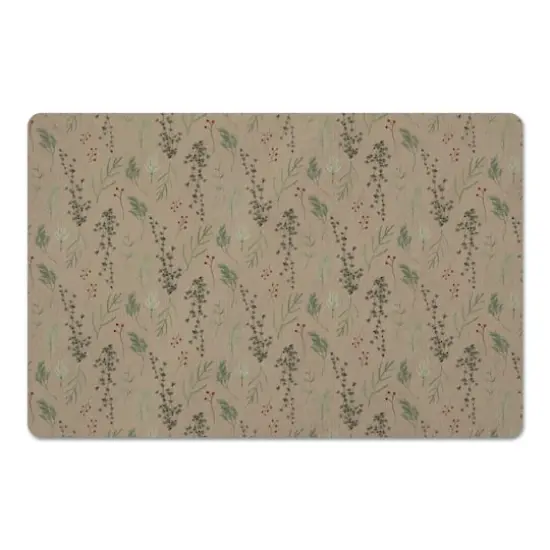 Pine Greenery on Brown Floor Mat {1}