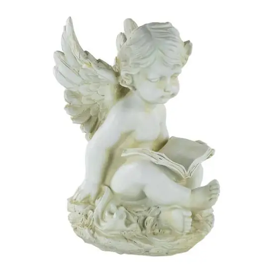 12" Sitting Cherub with Book Outdoor Garden Statue {3}