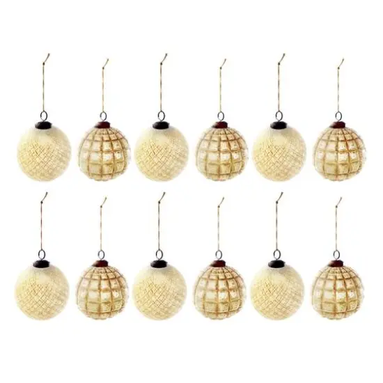 Hello Honey&reg; 4" Embossed Glass Ball Ornament Set with Frosted Copper Finish {1}