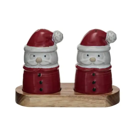 Hello Honey® Santa Salt & Pepper Shakers on Acacia Wood Tray {1}