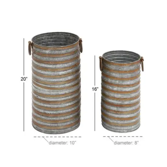 Metallic Farmhouse Planter Set 20" & 16" {9}