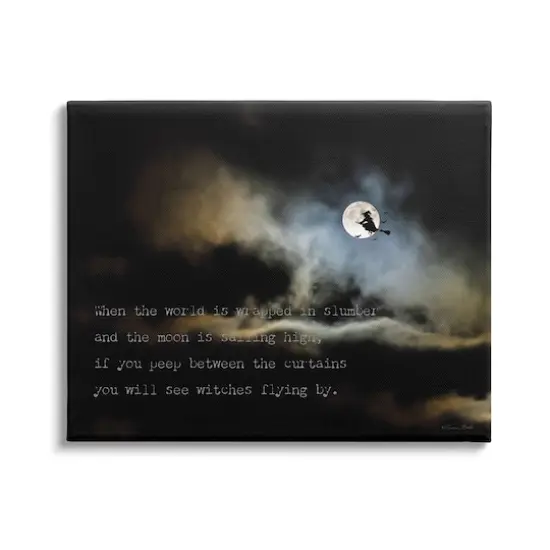 Stupell Industries Witch Flying By Moon Canvas Wall Art {1}