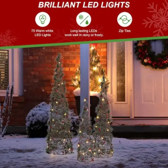 Glitzhome&reg; Lighted Christmas Cone Tree Outdoor D&eacute;cor Set {6}