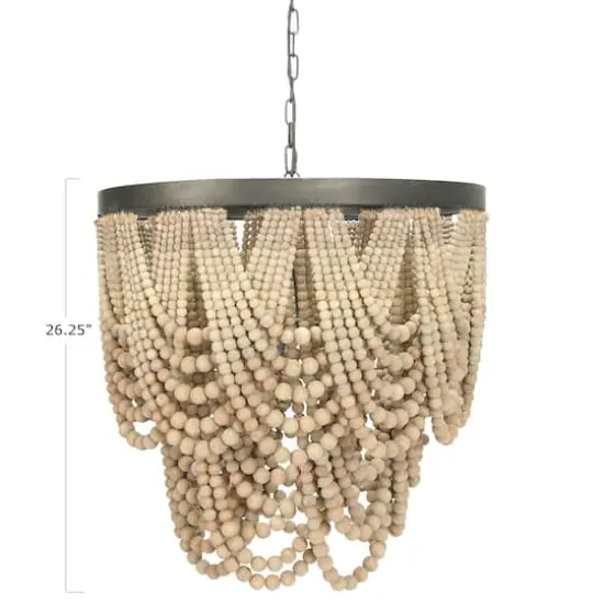 Hello Honey&reg; 27.5" 2-Tier Draped Wood Bead Chandelier Brown {7}