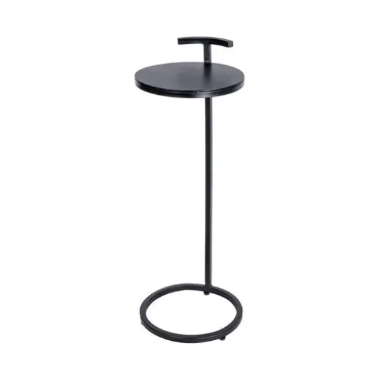 Hello Honey&reg; 2ft. Round Matte Black Metal Table with Handle {1}