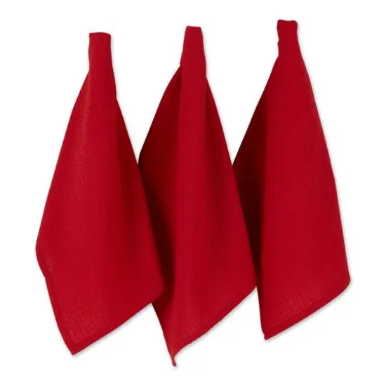 DII&reg; Red Recycled Cotton Waffle Dish Towels, 6ct. {1}