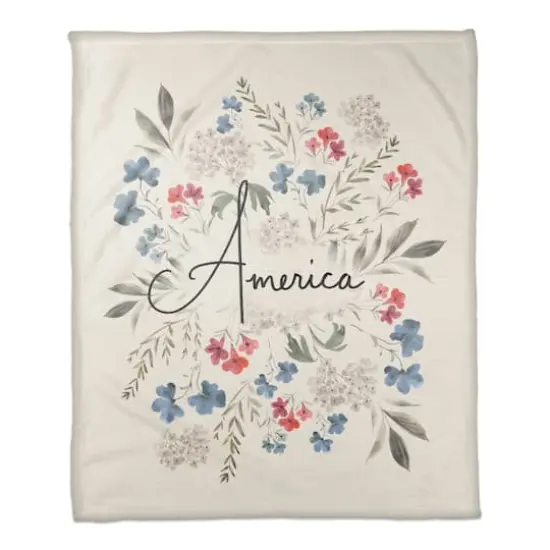 Floral America Coral Fleece Blanket {1}