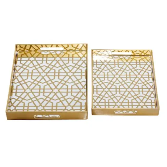 CosmoLiving by Cosmopolitan Matte Gold Plastic Glam Tray Set {3}