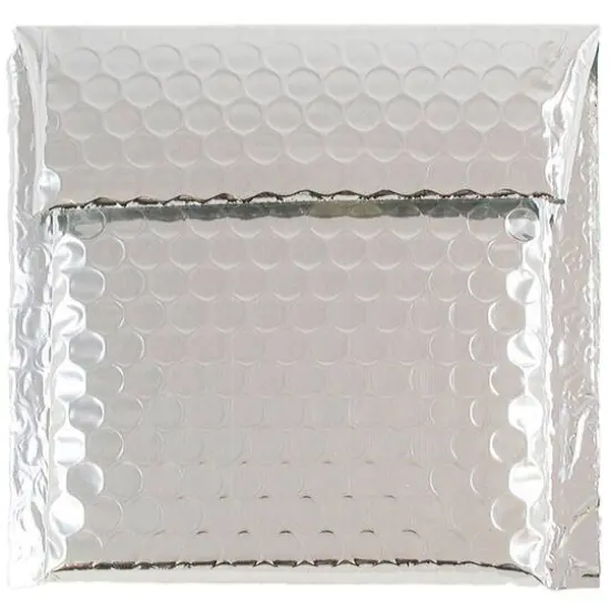 JAM Paper 5.5" x 6.5" Bubble Padded Mailers with Hook & Loop Closure, 100ct. Silver Metallic {1}