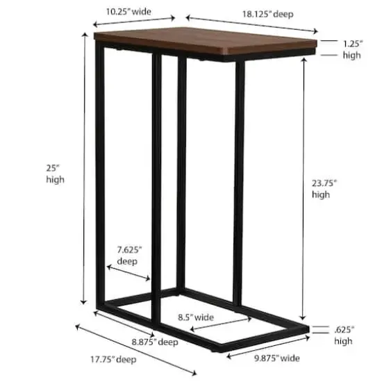 Household Essentials 25" Jamestown C-Shaped End Table Mid Century Walnut {6}
