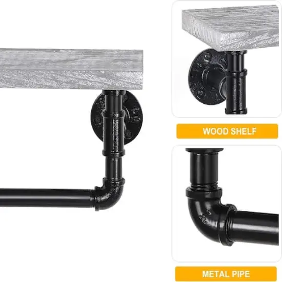 Paper Towel Holder with Shelf Industrial Pipe Gray {5}