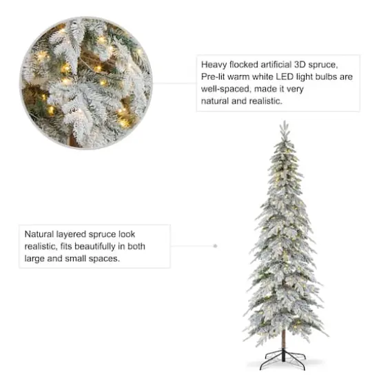 9ft. Pre-Lit Spruce Artificial Christmas Tree, Warrm White LED Lights {7}
