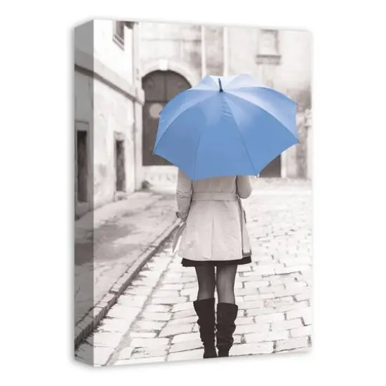 Blue Umbrella 12" x 18" Canvas Wall Art {3}