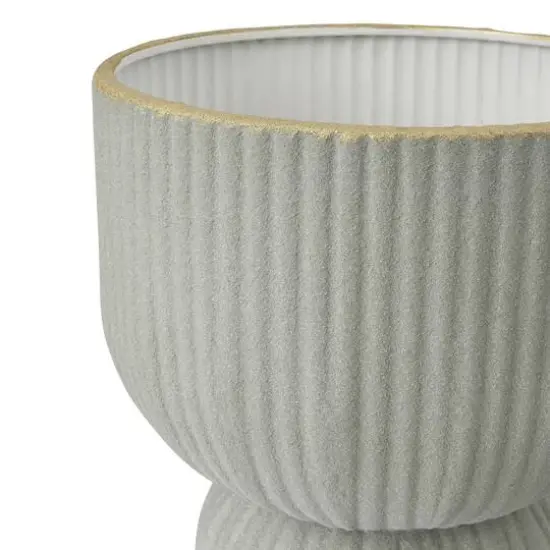 Hello Honey&reg; 13.75" Modern Ribbed Metal Footed Planter {3}