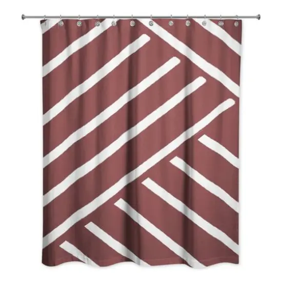 Herringbone Shower Curtain Red {3}