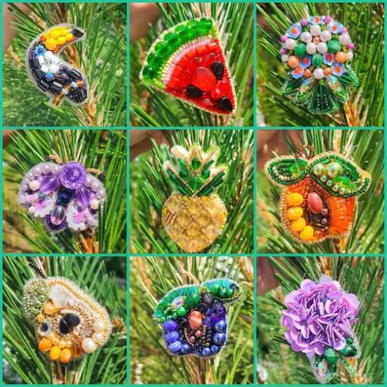 Crystal Art Beadwork Kit For Creating Broоch Apricot {5}