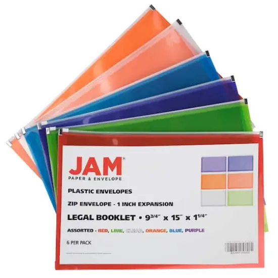 JAM Paper 9.5" x 14.5" Plastic Zip Closure Envelopes, 6ct. {3}