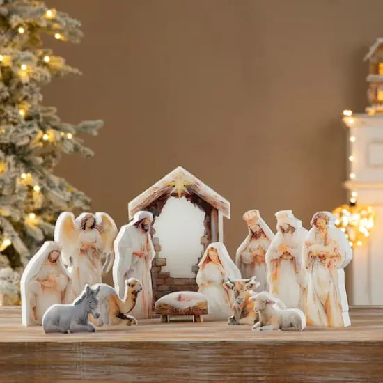 Glitzhome&reg; Christmas Nativity Figurine Set {3}