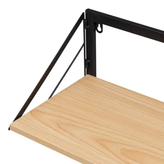 Honey Can Do Black & Maple Collapsible Wall-Mounted Hamper with Laundry Bag & Shelf {7}