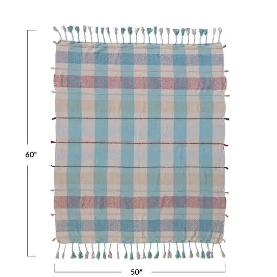 Hello Honey&reg; Multicolor Plaid Braided Fringe Throw Blanket {5}
