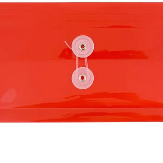 JAM Paper 5.25" x 10" Plastic #10 Business Envelope with Button and String Closure, 24ct. Red {4}