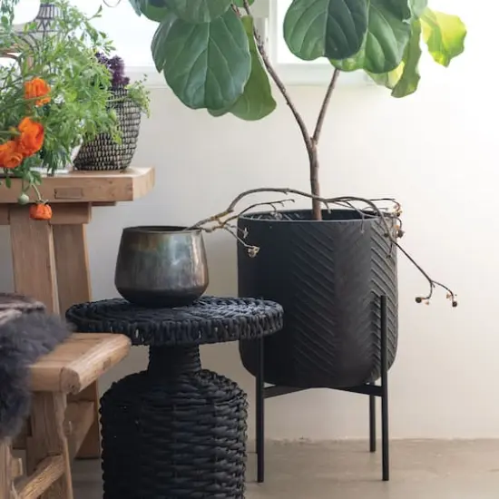 Hello Honey&reg; 25.5" Black Metal Planter with Stand {5}