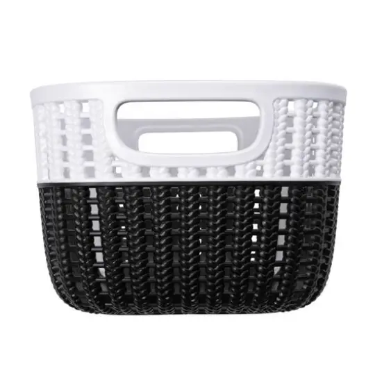 Simplify 9.4" Small 2-Tone Decorative Storage Basket Black/White {5}