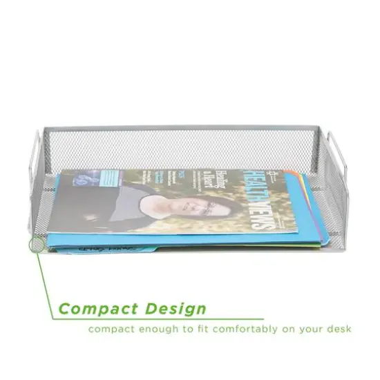 Mind Reader Stackable Metal Mesh Tray & Desk Document Organizer Set Silver {7}