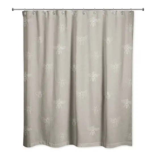 Delicate Bee Fabric Shower Curtain, 71" x 74" Brown {1}