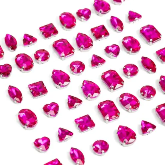 CousinDIY Silver Fuchsia Glass Sew-On Rhinestones, 48ct. {4}