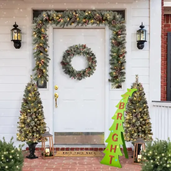 Glitzhome&reg; 41.75" Christmas "BRIGHT" Bent Tree Porch Sign {4}