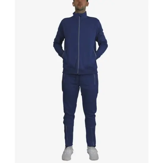 Men's Performance Reflective Track Jacket & Jogger 2-Piece Set Navy {1}