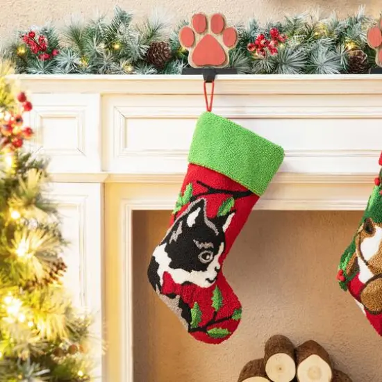 Glitzhome&reg; 20.5" Dog & Cat Hooked Stocking Set {4}